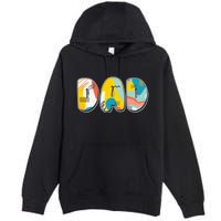 Retro Mod Pattern Dad Logo Premium Pullover Hoodie
