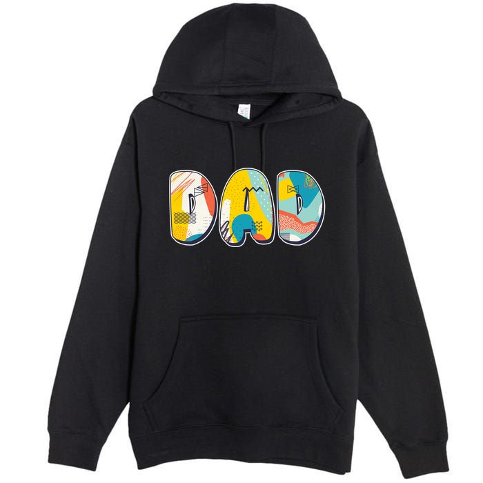 Retro Mod Pattern Dad Logo Premium Pullover Hoodie