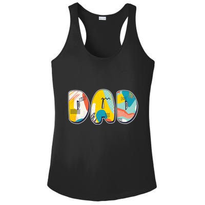 Retro Mod Pattern Dad Logo Ladies PosiCharge Competitor Racerback Tank