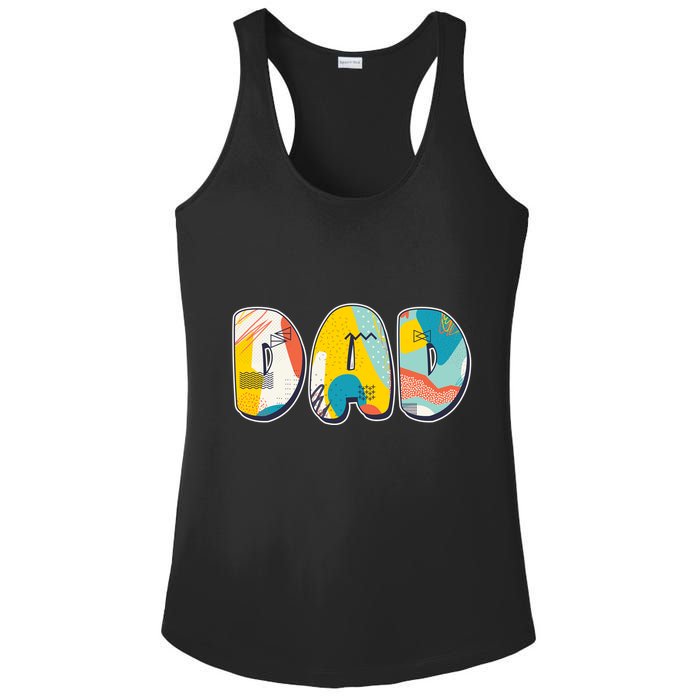 Retro Mod Pattern Dad Logo Ladies PosiCharge Competitor Racerback Tank