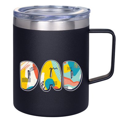 Retro Mod Pattern Dad Logo 12oz Stainless Steel Coffee Mug