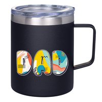 Retro Mod Pattern Dad Logo 12oz Stainless Steel Coffee Mug