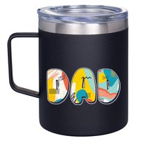 Retro Mod Pattern Dad Logo 12oz Stainless Steel Coffee Mug