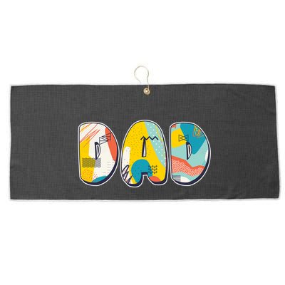 Retro Mod Pattern Dad Logo Large Microfiber Waffle Golf Towel