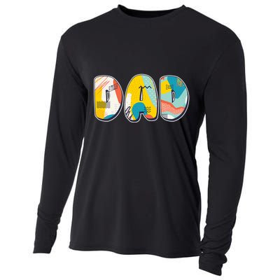 Retro Mod Pattern Dad Logo Cooling Performance Long Sleeve Crew