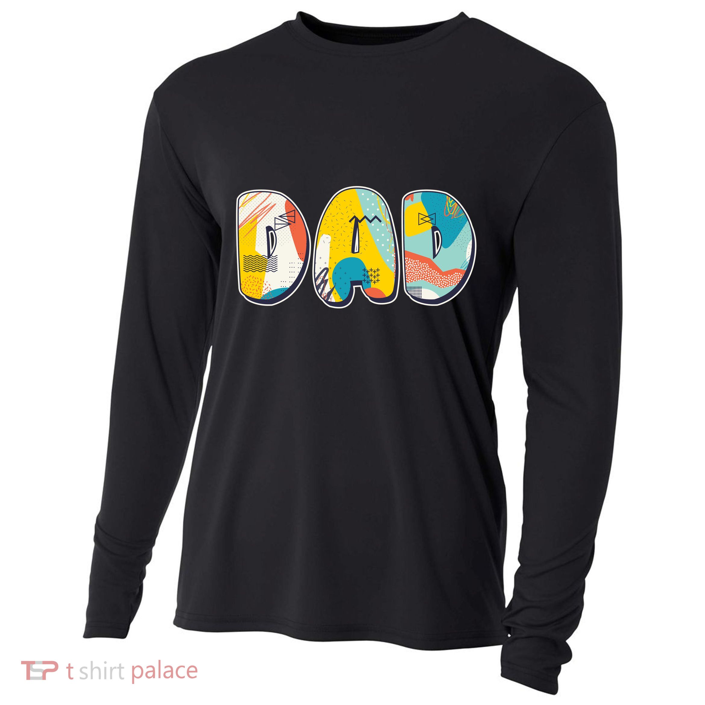 Retro Mod Pattern Dad Logo Cooling Performance Long Sleeve Crew