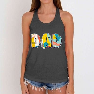 Retro Mod Pattern Dad Logo Women's Knotted Racerback Tank