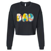 Retro Mod Pattern Dad Logo Cropped Pullover Crew