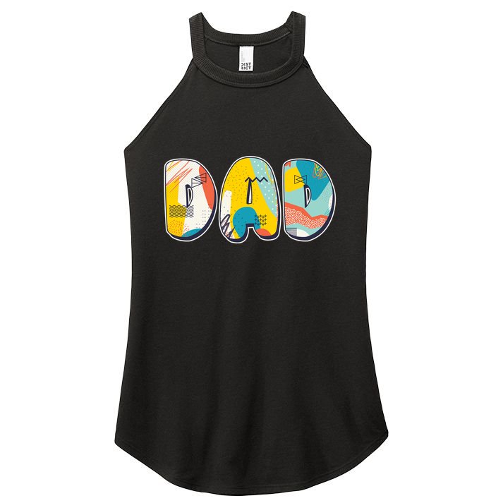 Retro Mod Pattern Dad Logo Women's Perfect Tri Rocker Tank
