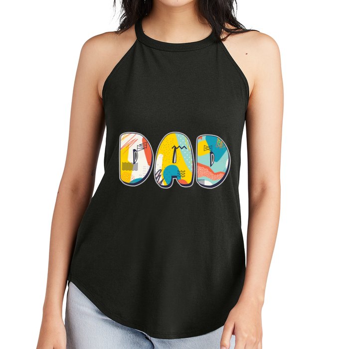 Retro Mod Pattern Dad Logo Women's Perfect Tri Rocker Tank