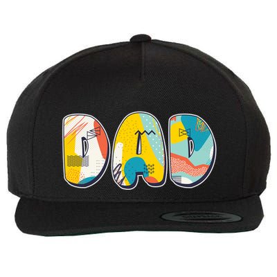 Retro Mod Pattern Dad Logo Wool Snapback Cap