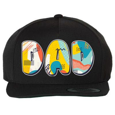 Retro Mod Pattern Dad Logo Wool Snapback Cap