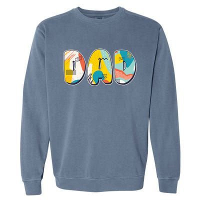 Retro Mod Pattern Dad Logo Garment-Dyed Sweatshirt