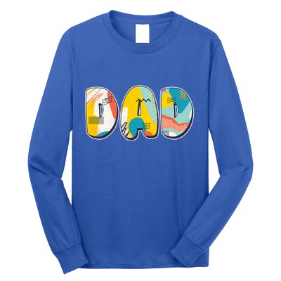 Retro Mod Pattern Dad Logo Long Sleeve Shirt