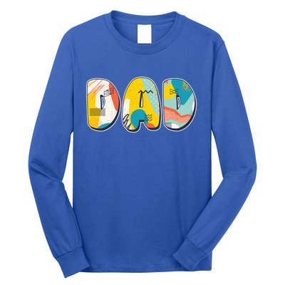 Retro Mod Pattern Dad Logo Long Sleeve Shirt