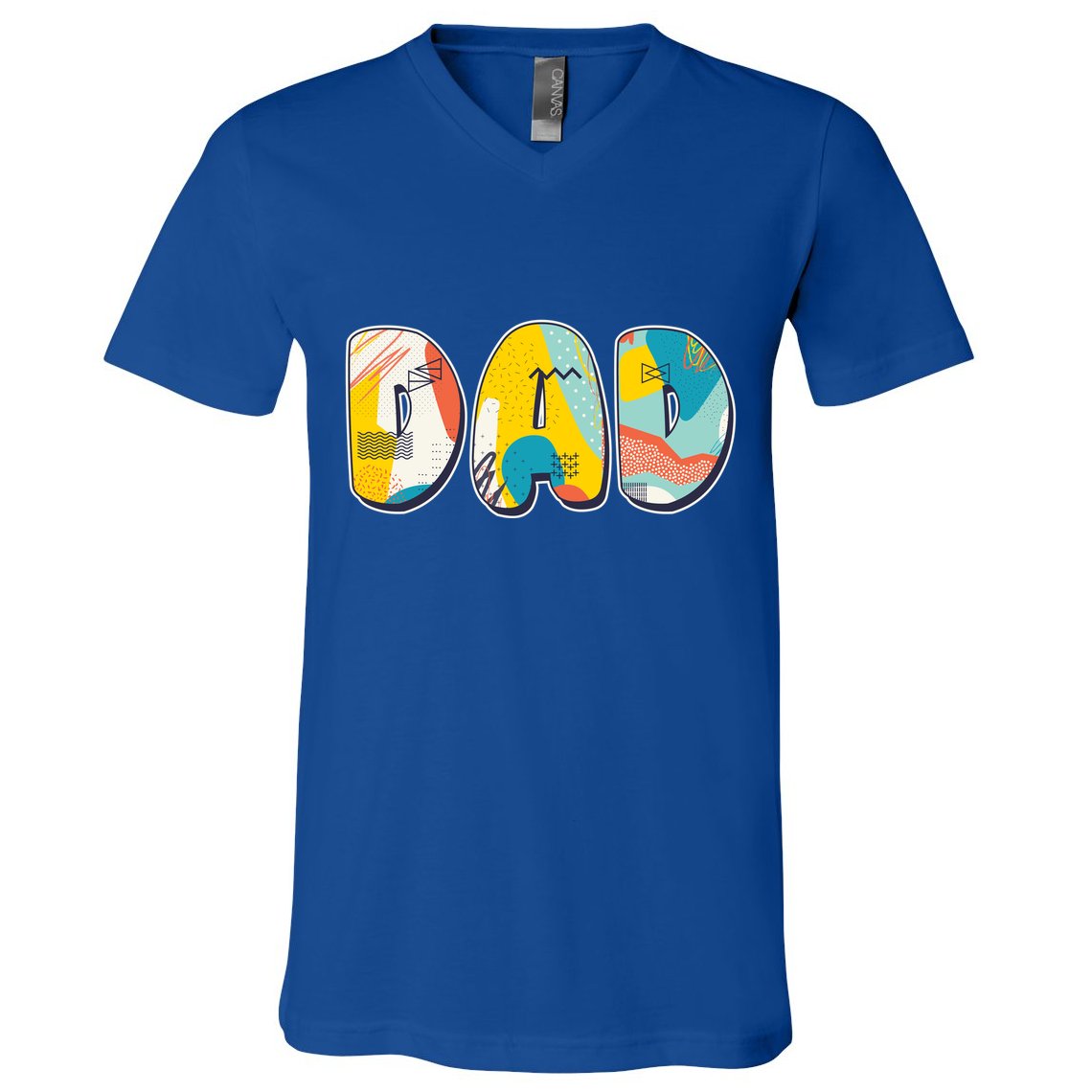 Retro Mod Pattern Dad Logo V-Neck T-Shirt