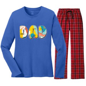 Retro Mod Pattern Dad Logo Women's Long Sleeve Flannel Pajama Set 