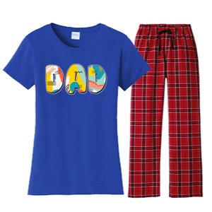 Retro Mod Pattern Dad Logo Women's Flannel Pajama Set