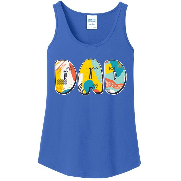 Retro Mod Pattern Dad Logo Ladies Essential Tank