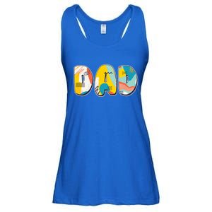 Retro Mod Pattern Dad Logo Ladies Essential Flowy Tank