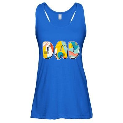 Retro Mod Pattern Dad Logo Ladies Essential Flowy Tank