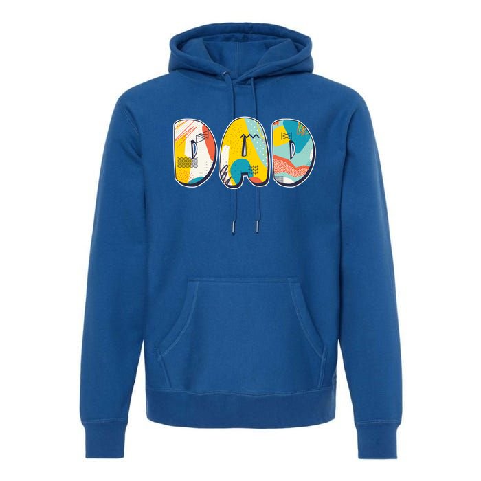 Retro Mod Pattern Dad Logo Premium Hoodie