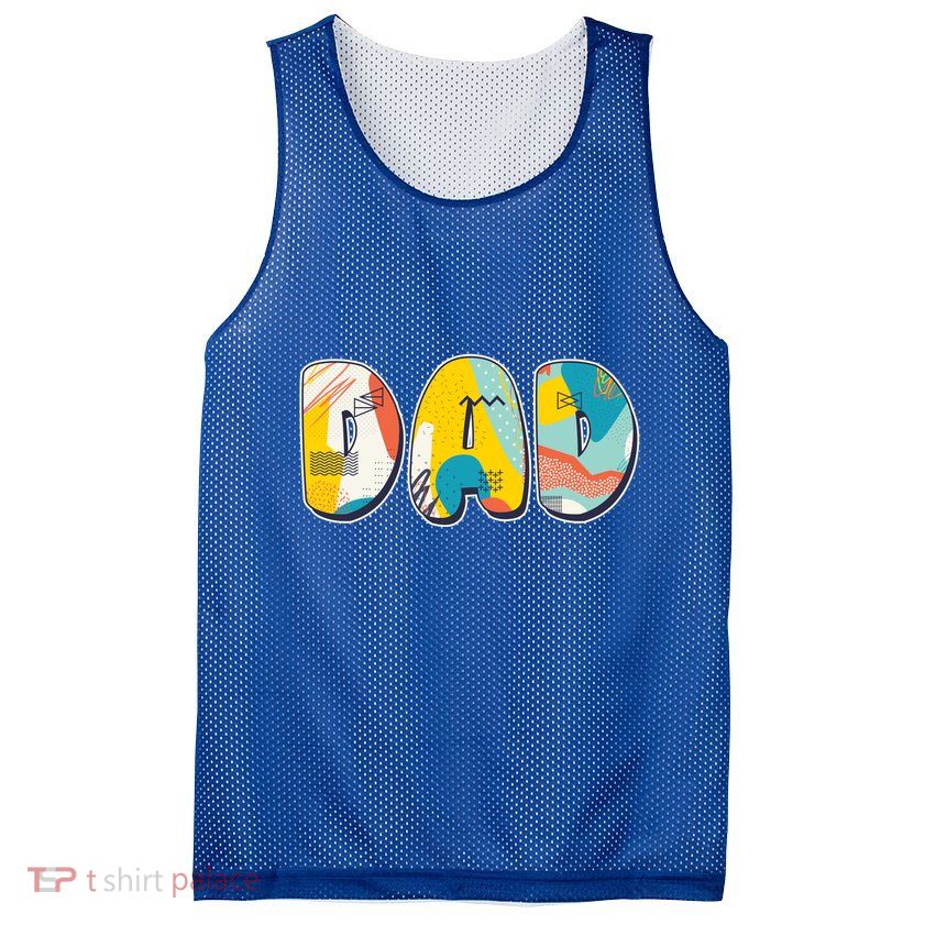 Retro Mod Pattern Dad Logo Mesh Reversible Basketball Jersey Tank