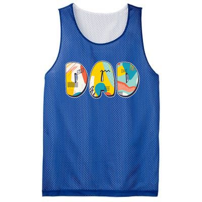 Retro Mod Pattern Dad Logo Mesh Reversible Basketball Jersey Tank