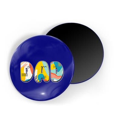 Retro Mod Pattern Dad Logo Magnet