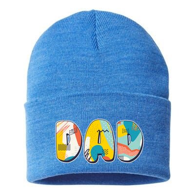 Retro Mod Pattern Dad Logo Sustainable Knit Beanie