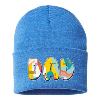 Retro Mod Pattern Dad Logo Sustainable Knit Beanie