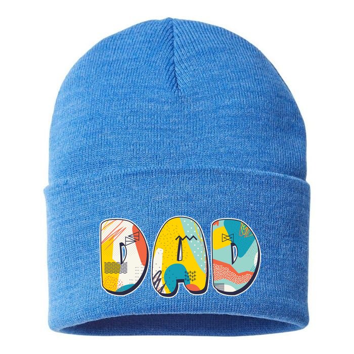 Retro Mod Pattern Dad Logo Sustainable Knit Beanie