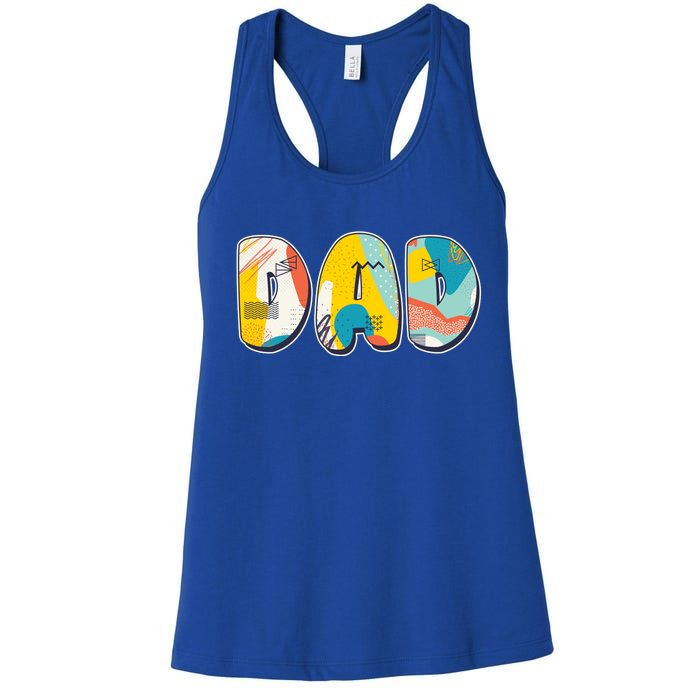 Retro Mod Pattern Dad Logo Women's Racerback Tank