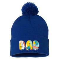 Retro Mod Pattern Dad Logo Pom Pom 12in Knit Beanie