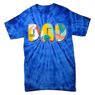 Retro Mod Pattern Dad Logo Tie-Dye T-Shirt