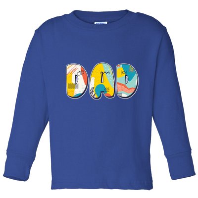 Retro Mod Pattern Dad Logo Toddler Long Sleeve Shirt