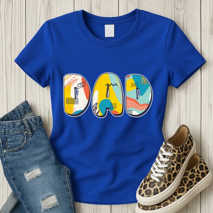 Retro Mod Pattern Dad Logo Womens T-Shirt