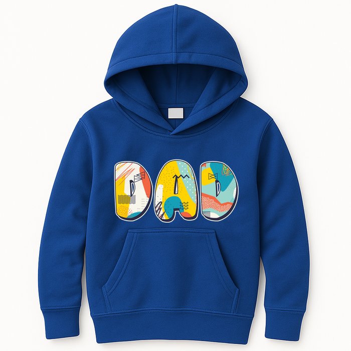 Retro Mod Pattern Dad Logo Kids Hoodie