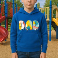 Retro Mod Pattern Dad Logo Kids Hoodie