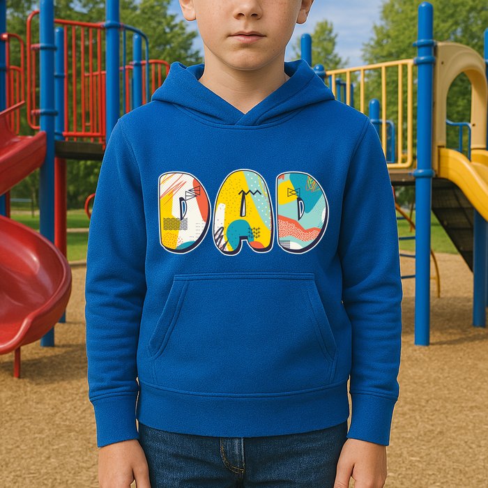Retro Mod Pattern Dad Logo Kids Hoodie