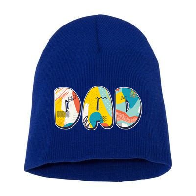 Retro Mod Pattern Dad Logo Short Acrylic Beanie