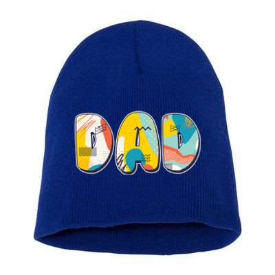 Retro Mod Pattern Dad Logo Short Acrylic Beanie