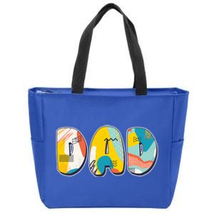 Retro Mod Pattern Dad Logo Zip Tote Bag