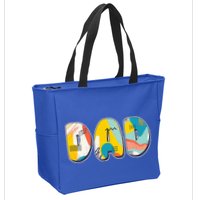 Retro Mod Pattern Dad Logo Zip Tote Bag
