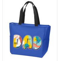Retro Mod Pattern Dad Logo Zip Tote Bag