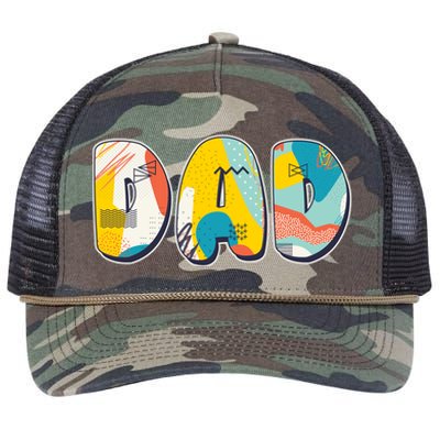 Retro Mod Pattern Dad Logo Retro Rope Trucker Hat Cap