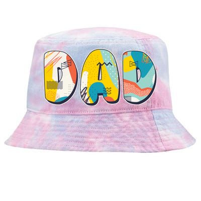 Retro Mod Pattern Dad Logo Tie-Dyed Bucket Hat