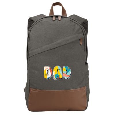 Retro Mod Pattern Dad Logo Cotton Canvas Backpack