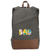 Retro Mod Pattern Dad Logo Cotton Canvas Backpack