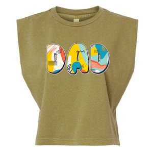 Retro Mod Pattern Dad Logo Garment-Dyed Women's Muscle Tee